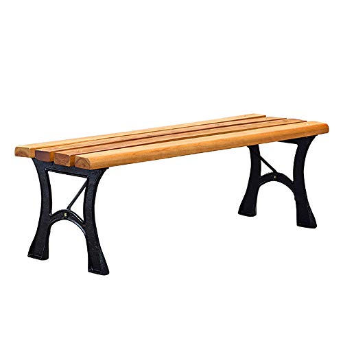 household products Panchina da Giardino in Legno massello da Esterno, Sedile Senza Braccia anticorrosivo in ghisa, Panca da Giardino per Patio Esterno, usata per Portico, Prato
