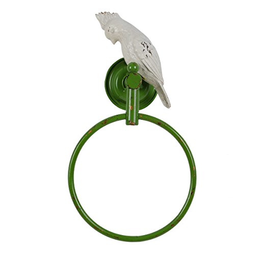 MBYW Portasciugamani Moderno Minimalista Portasciugamani Elegante per Il Bagno di Moda Anello Asciugamano Pappagallo Verde Resina Metallo Vintage, portasciugamani Decorativo Bagno Creativo Parete