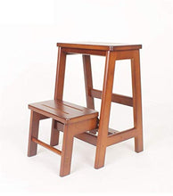 AGWa Sgabello pieghevole Ladder multifunzione a doppio uso 2/3 Scala, legno di gomma, 2 colori, 2 formati Scala Stool,Marrone,3 strati