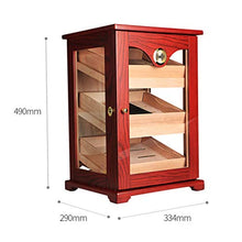 100 Sigari Raffreddamento Humidor Household Sigaro Idratante Governo Cedar Cigar Locker Tre Piani Dello Spazio Glass Cabinet Igrometro Esterno ( Color : Red , Size : 33.4*29*49cm )