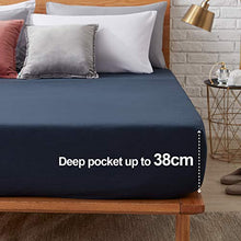 Hansleep Lenzuolo sotto con Angoli 90x200cm profondità al Massimo 38cm, Lenzuola di Cotone Imitazione in Microfibra Adatto a Ogni Letto Singolo - Antipieghe & Traspirante, Blu Navy, Oeko-Tex®