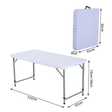 Outsunny Tavolo da Giardino Picnic Campeggio Pieghevole Portatile Regolabile in PE Acciaio 122 x 61x 59/74cm