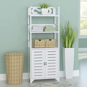 Armadietto per Bagno, Armadietto Autoportante da Bagno in Legno Mobiletto in Legno con 3 Ripiano, Mobili per per Soggiorno, Cucina, Corridoio, 46x24x117.5 cm (Bianco)