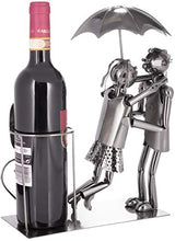 BRUBAKER Coppia Portabottiglie Vino con Ombrello - Oggetto Decorativo - Supporto per Bottiglie di Metallo - con Biglietto d'Auguri per il Vino Regalo