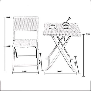 Attrezzatura vivente Sgabello per divano Brisk Tavolo e sedia pieghevoli per esterni in rattan Scrivania quadrata portatile a 2 posti con 2 sedie pieghevoli per balcone Sedia da giardino con terraz