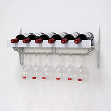 XHCP Portabottiglie da Parete, Portabottiglie da Parete, Nero/Bianco, può Contenere 6 Bottiglie di Vino, Appendi 6 calici, Decorazione Creativa Personalizzata per portabottiglie, Bar,