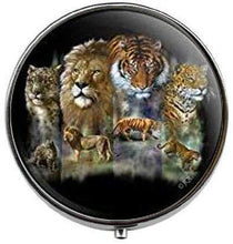 Scatola porta pillole con ciondolo a forma di leopardo con tigre leone, scatola per caramelle in vetro