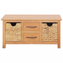vidaXL Massello di Rovere Credenza con 2 Cassetti 2 Cestelli Rimovibili Telaio Robusto Rustica Cassettiera Mobiletto in Giacinto d'Acqua