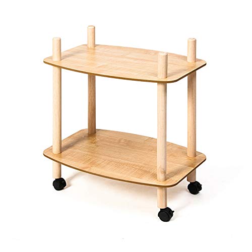 YIN YIN Carrello per ripiani Carrello a ripiani, semplice scaffale in legno for camera da letto con puleggia mobile comodo soggiorno cucina hotel piano rack colore del legno, 60X34X67 CM Carrello a ru