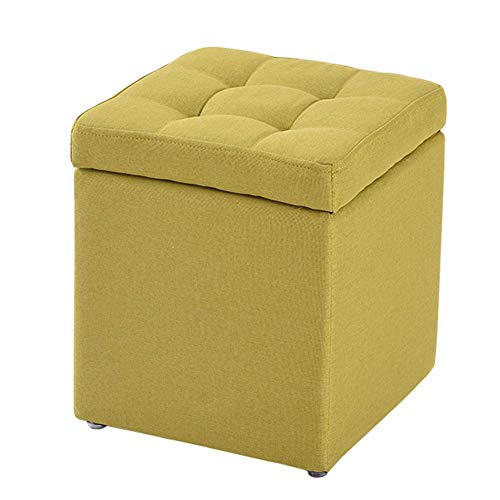 WYJW Pouf Contenitore Poggiapiedi Imbottito Cambia Scarpa Sgabello con Sedile Imbottito Ribaltabile per Soggiorno, Camera da Letto, 30x30x35 cm, Verde