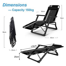 XLYYHZ Sedia Zero Gravity Sedia Zero Gravity Lounge ， Lettino Prendisole ， Sedia Pieghevole da Giardino in Metallo Sedia da Giardino reclinabile Relaxer con Cuscini in Rete Chaise Longue Nera