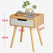 LICHUAN Tavolino moderno comodino comodino con cassetto portaoggetti e legno massello a 4 gambe per soggiorno, camera da letto, comodini e comodini, facile da montare.