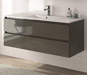 ALLIBERT Set di mobili da bagno premontati con funzione Softclose, colore grigio lucido, 120 cm