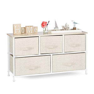 Relaxdays Mobiletto con 5 Cassetti, Cassettiera, Acciaio, Beige, HxLxP: 54,5 x 100 x 30 cm