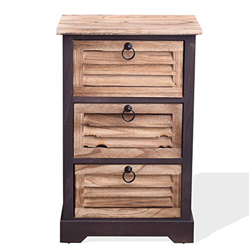 Rebecca Mobili Comodino Bagno, cassettiera con 3 casetti, Legno Scuro, per arredo Camera Bagno casa - Misure: 63 x 40 x27 cm (HxLxP) - Art. RE4549