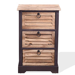 Rebecca Mobili Comodino Bagno, cassettiera con 3 casetti, Legno Scuro, per arredo Camera Bagno casa - Misure: 63 x 40 x27 cm (HxLxP) - Art. RE4549