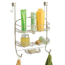 mDesign Scaffale doccia da appendere senza viti – Porta asciugamano e porta oggetti da appendere alla porta della doccia- Portaoggetti doccia per shampoo, balsamo e accessori bagno