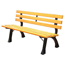 GaoF Panchina da Giardino per Esterni, panchine da terrazza per Il Tempo Libero, panchine da Cortile con Struttura in ghisa e Legno Oliato, Comoda panchina 2-4 posti con braccioli