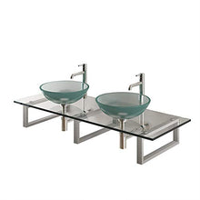 Alpenberger Design Doppio lavabo Ø 42 cm in vetro di sicurezza ESG 12 mm con ripiano in vetro da 140 cm e console in acciaio inox | perfetto per lavabo, solo di ottima qualità