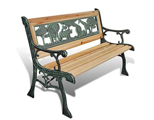 Hanper Panchine da Giardino per Bambini,Panca da Giardino,con Schienale, Panchina per Bambini Bronzo e Legno, 80 cm
