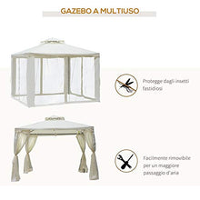 Outsunny Tenda Gazebo da Giardino con Zanzariera, Struttura in Metallo Copertura in Poliestere, 294x294cm, Beige