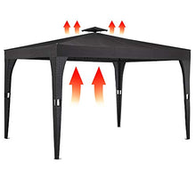 Deuba Gazebo polyrattan 3x4m Doppio Tetto antimacchia Resistente Raggi UV Padiglione Giardino Nero