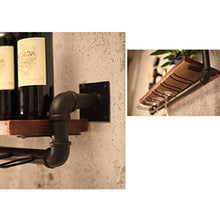 Geyao Mobili portabottiglie Retro Industriale Wind Bar Vino Rack Parete Hanging Sala da Pranzo Soggiorno Bar in Ferro battuto in Legno massello Europeo Americano Rack