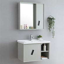NgMik Cabinet Specchio Lavabo Simple Mirror Armadietto per Mobile da Bagno Combinazione Moderna Legno massello di Legno Armadio con Lavaggio in Ceramica lavabo vanità Facile da Pulire