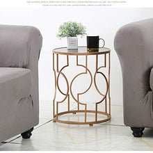 TONG HXF- Tavolino Piccolo tavolino Rotondo in Ferro battuto Divano Letto Tavolo da tè Soggiorno tavolino Geometrico Semplice in Vetro Durevole (Size : 48 * 48.5cm)