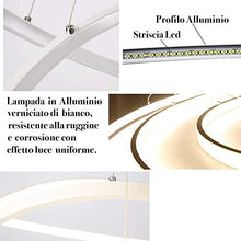 LineteckLED -106-3- Lampadario a Sospensione Led Moderno Regolabile 55W 3 Anelli di Diametro 20/40/60cm Alluminio Bianco (Luce Naturale 4000K)