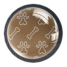 Set di 4 pezzi di ferramenta con maniglia rotonda per armadio da cucina, credenza, cassettiera, cassettiera, credenza, bagno, armadio con impronta di zampa di cane, marrone