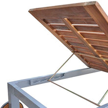 Festnight Lettino Prendisole da Giardino Esterno Reclinabile con Ruote in Legno e Metallo,Lettino da Sole con Ruote,Sedie a Sdraio da Giardino Esterno in Legno Massello e Maetallo 207x70x88 cm