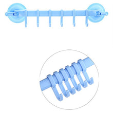 BESTONZON Porta Sacchetti in plastica Ventosa, 6 Ganci, Asciugamano Gancio Forte Ventosa Regolabile Supporto del Gancio da Parete per Bagno e Cucina (Blu)