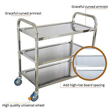 Carrello di Servizio per la Fornitura/Carrello con Ruote in Acciaio Inossidabile a 3 Strati, Silenzioso e indossabile, Rimovibile, Adatto per la ristorazione in Hotel/Attrezzature mediche/Carr