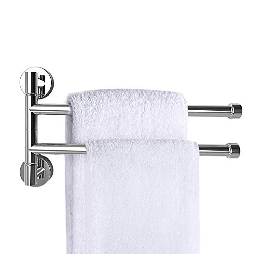 YWTT Portasciugamani Girevole Portasciugamani da Bagno in Acciaio Inox Cromato Portasciugamani a Parete con 2 Barre girevoli, Portasciugamani Girevole per Cucina, Bagno, WC
