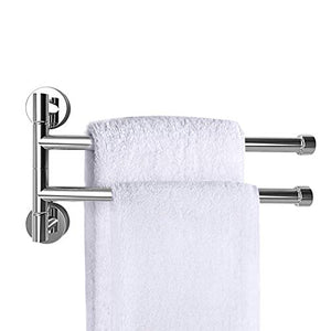 YWTT Portasciugamani Girevole Portasciugamani da Bagno in Acciaio Inox Cromato Portasciugamani a Parete con 2 Barre girevoli, Portasciugamani Girevole per Cucina, Bagno, WC