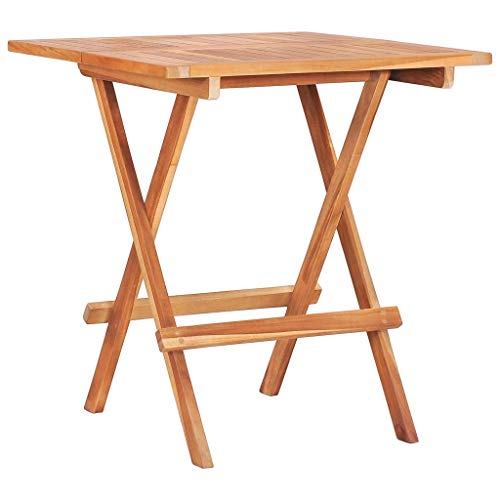 Tidyard Tavolo da Bistrot Pieghevole, Tavolo da Giardino, Tavolo da Esterno in Massello di Teak 60x60x65 cm