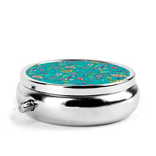 Pretty Paisley On Teal - Contenitore rotondo per pillole a 3 scomparti, in metallo, per medicina e vitamine, per viaggi all'aperto