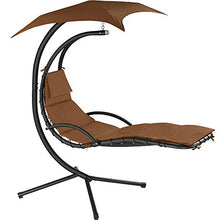 TecTake 800699 Sdraio Sospesa, Parasole Protezione Raggi UV, Sagomatura Ergonomica, Materassino Imbottito e Cuscino Poggiatesta - Disponibile Diversi Colori (Marrone | No. 403075)
