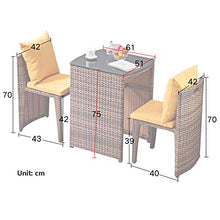 Aimir Set di Mobili da Giardino per Esterni, Set di 3 Pezzi di Tavolo E Sedia in Rattan Combinati Rettangolari Set di Mobili da Conversazione da Giardino per Esterni,Nero