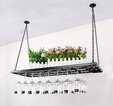 KDMB Portabottiglie da Vino da soffitto Altezza Regolabile Portabottiglie da Vino da Appendere a Parete Portabottiglie da Vino in Ferro in Metallo Portabottiglie per calici (Dimensioni: 80 * 31 cm)