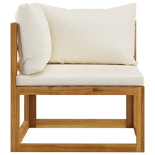 Tidyard Divano Modulare da Giardino a 2 Posti in Legno Massello di Acacia con Cuscini Crema,Divano Modulare da Giardino in Legno,Divano da Esterno in Legno,Divano in Legno,Divano Giardino 2 Posti
