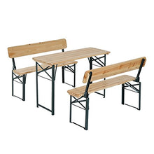 Outsunny Set Birreria da Giardino Tavolo e 2 Panche con Schienale Pieghevole in Legno di Abete