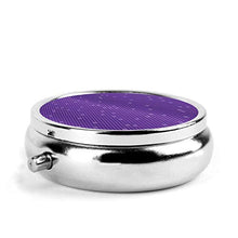 Viola scale tondo pillola contenitore 3 scomparti metallo medicina caso vitamina organizzatore titolare scatola decorativa per viaggi all'aperto