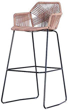 XHCP Sgabelli da Bar Sgabello da Bar Sedia da Pranzo in Metallo + Materiale in Rattan Intrecciato Adatto per Cucina Colazione Bar Lounge Chair Schienale poggiapiedi ringhiera Balcone (Colore: A)