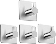4 ganci autoadesivi per asciugamani, da parete, in acciaio inox, antiruggine, senza foratura, ideali per bagno, bagno, cucina, ufficio (4,5 x 4,5 x 3,0 cm)