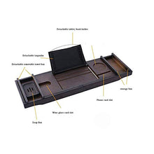 Vassoio di Vasca da Bagno, bambù Marrone Multi-Funzione Retrattile Antiscivolo Bagno Bagno iPad Tablet Telefono Cellulare Cremagliera Cremagliera del Vino, Adatto per Home Hotel Bagno Rack, 29.5-43.7