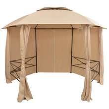 Festnight Gazebo Padiglione Esagonale con Tende Beige Richiudibile Telaio in Acciaio Verniciato da Giardino/Patio/Prato per Esterni 360x265 cm