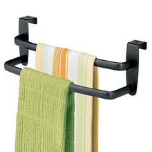 mDesign Appendino ideale come porta asciugamani bagno – Doppia barra portasciugamani da appendere alle ante – Ottimo anche per le salviette della cucina – nero opaco