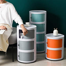 Comodini a 2/3/4 ripiani, comodino rotondo in plastica, comodino con cassetti e porta scorrevole, per camera da letto, soggiorno, armadio, comodino, facile da montare